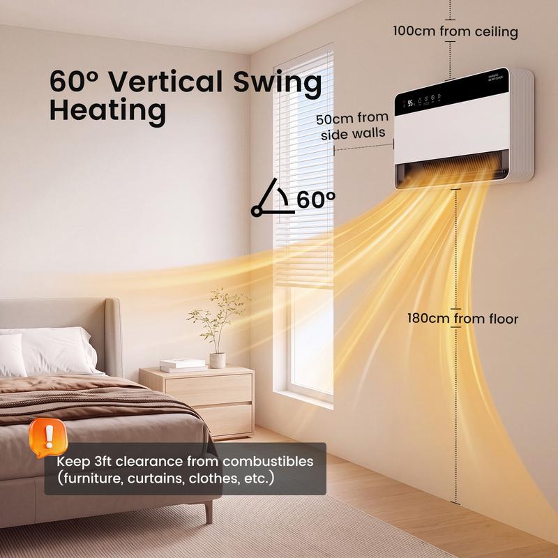 ProWarm 1500W Wall-Mounted Convection Heater — Smart Touch & Remote Control