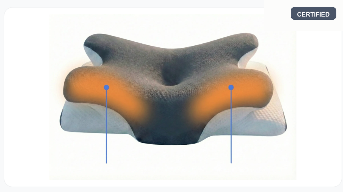 Pillow shoulder cut-out zones highlighted